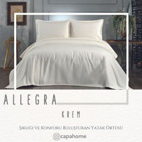 Allegra Flat Lüks Şönil Yatak Örtüsü-krem
